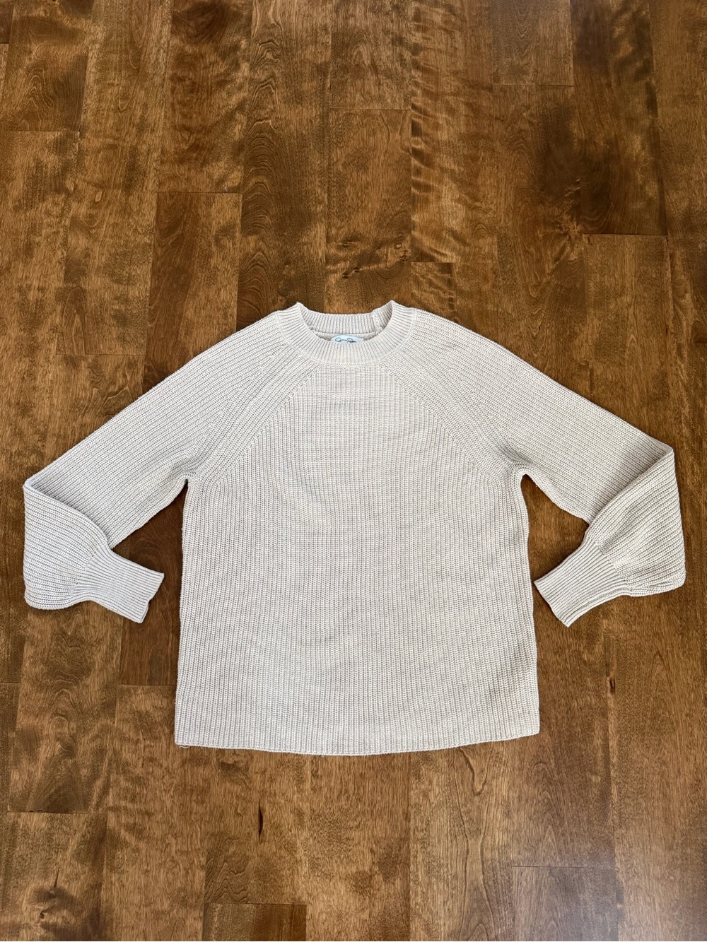 Jessica Simpson Cream Ribbed Crewneck Sweater